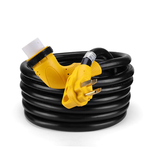 RA- AP024 25' 50Amp Heavy Duty RV Extension Cord with Twist Lock Connector and Easy Removal Handle, 4Wires, 6/3+8/1