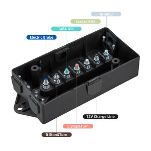 RA- AP037  7 Way Electrical Trailer Junction Box - 7 Gang Trailer Wire Connection Box