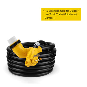 RA- AP024 25' 50Amp Heavy Duty RV Extension Cord with Twist Lock Connector and Easy Removal Handle, 4Wires, 6/3+8/1