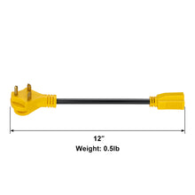 Load image into Gallery viewer, RA-AP01 Dog Bone RV Adaptor 30amp Male to 15amp Female 12&quot; 12AWG/3 Cord