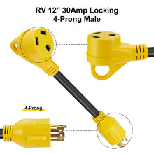 Load image into Gallery viewer, RA- AP026 12&quot; 30A to 30A RV Power Cord L4-30P 4-Prong, 10AWG/3 Cord