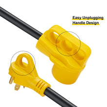 Load image into Gallery viewer, RA-AP03 Dog Bone RV Adaptor 30A Male to 50A Female 12&quot; 10AWG/3 Cord With Handles