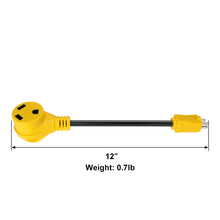 Load image into Gallery viewer, RA-AP02 Dog Bone RV Adaptor 15amp Male to 30amp Female 12&quot; 12AWG/3 Cord With Handles