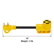 Load image into Gallery viewer, RA-AP03 Dog Bone RV Adaptor 30A Male to 50A Female 12&quot; 10AWG/3 Cord With Handles