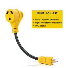 Load image into Gallery viewer, RA-AP02 Dog Bone RV Adaptor 15amp Male to 30amp Female 12&quot; 12AWG/3 Cord With Handles