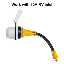 Load image into Gallery viewer, RA-AP05 Dog Bone RV Adaptor 15A male to 30A Twist lock, 12&quot; 10AWG/3 Cord without LED Indicatior Light